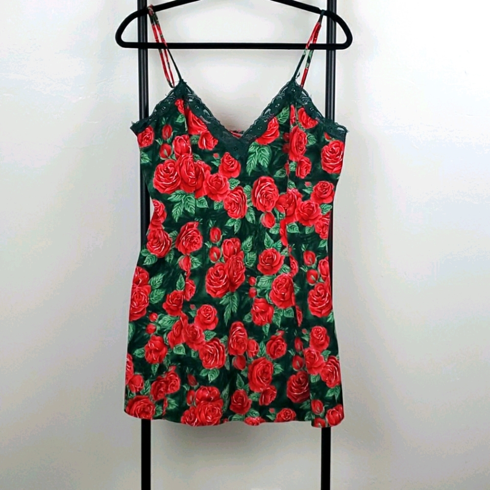 Vintage Victoria Secret Women Size L rose sleepwear chemises slip Y2K